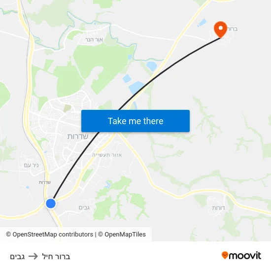 גבים to ברור חיל map