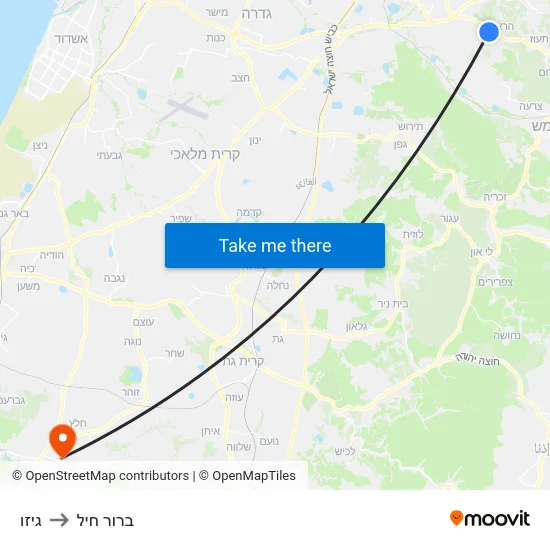 גיזו to ברור חיל map