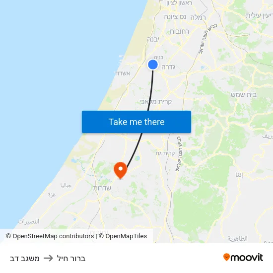 משגב דב to ברור חיל map