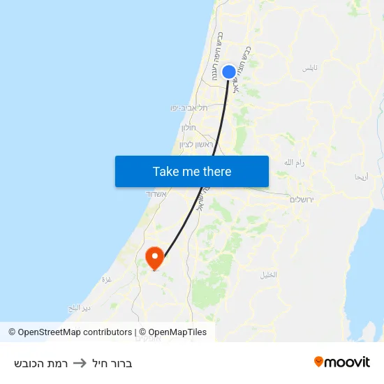 רמת הכובש to ברור חיל map