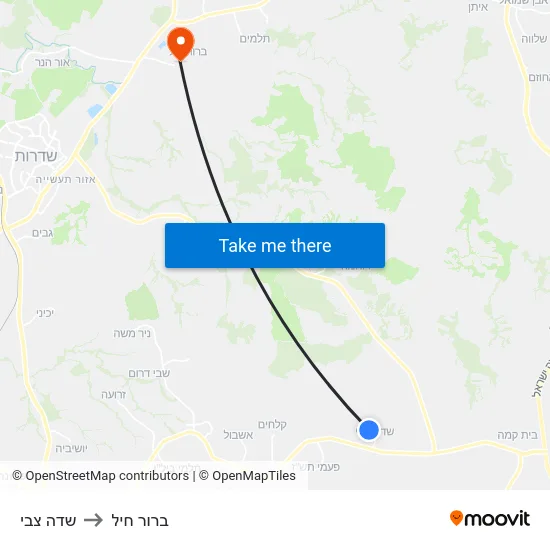 שדה צבי to ברור חיל map