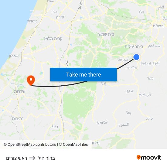 ראש צורים to ברור חיל map