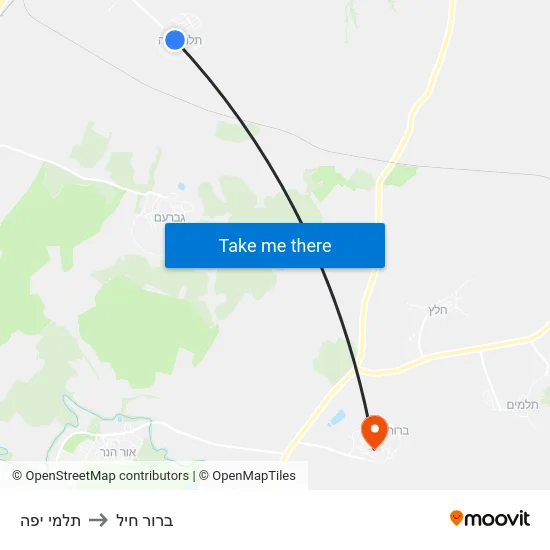 תלמי יפה to ברור חיל map