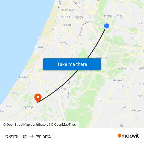 קניון עזריאלי to ברור חיל map