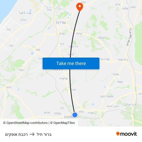 רכבת אופקים to ברור חיל map