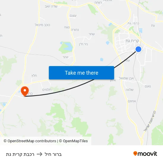 רכבת קרית גת to ברור חיל map