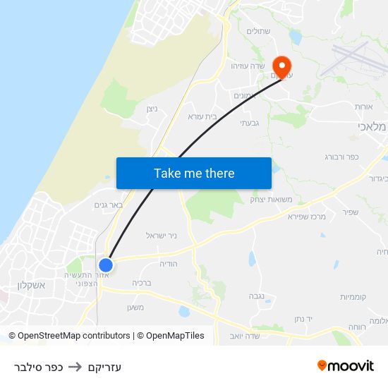 כפר סילבר to עזריקם map