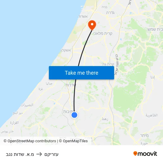מ.א. שדות נגב to עזריקם map