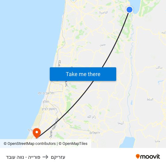 פורייה - נווה עובד to עזריקם map