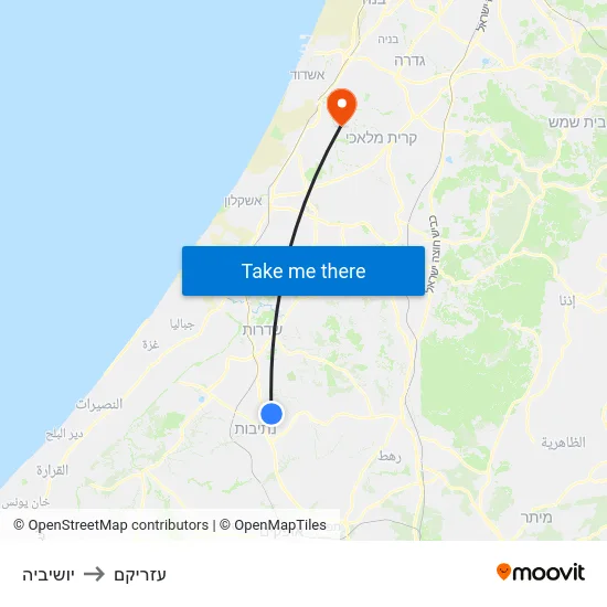 יושיביה to עזריקם map