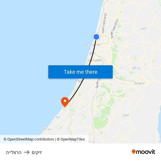 הרצלייה to זיקים map