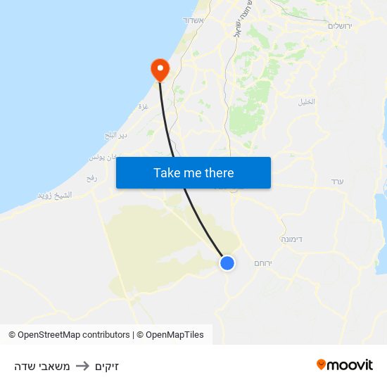 משאבי שדה to זיקים map