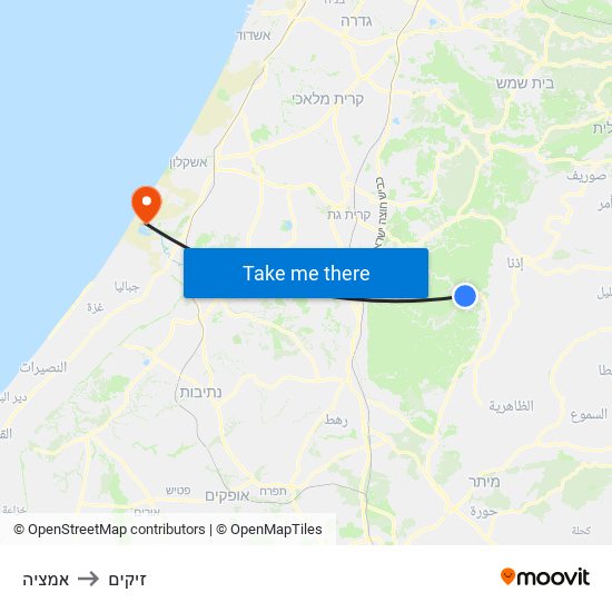 אמציה to זיקים map