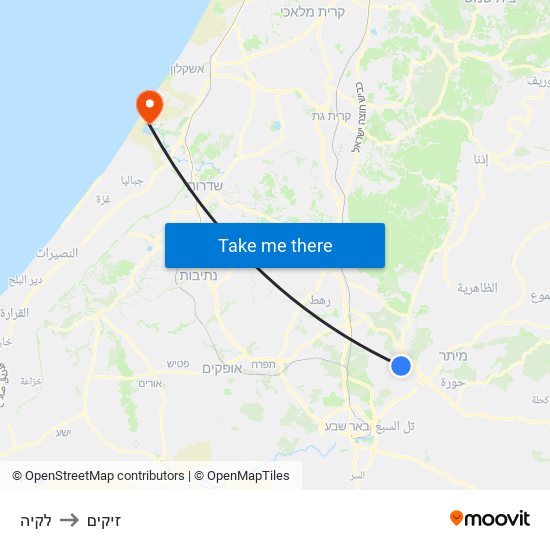 לקיה to זיקים map