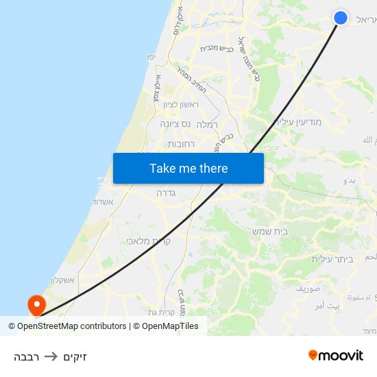 רבבה to זיקים map