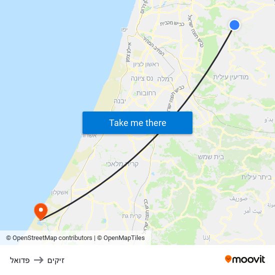 פדואל to זיקים map