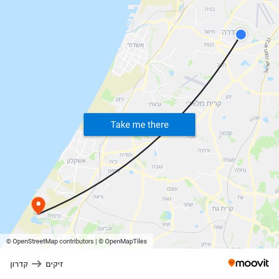 קדרון to זיקים map