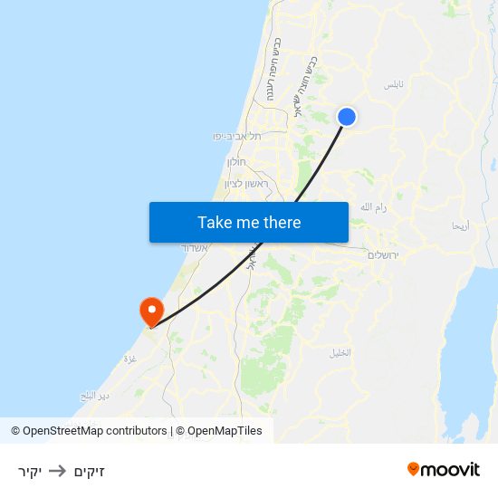 יקיר to זיקים map