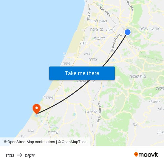 גמזו to זיקים map