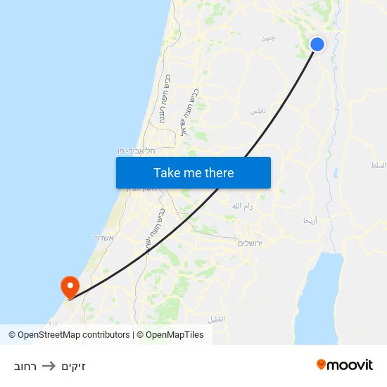 רחוב to זיקים map