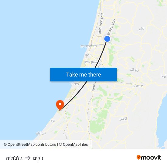 ג'לג'וליה to זיקים map