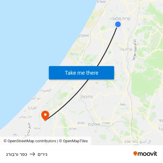כפר ורבורג to נירים map
