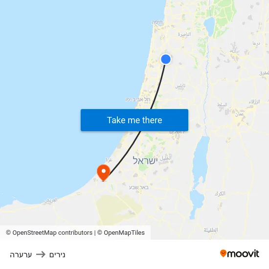 ערערה to נירים map