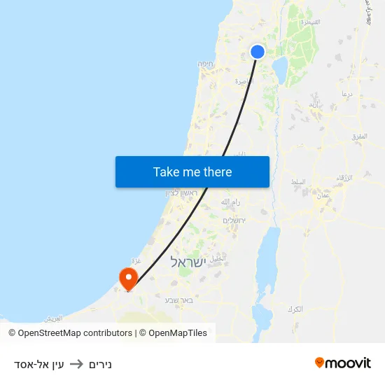עין אל-אסד to נירים map