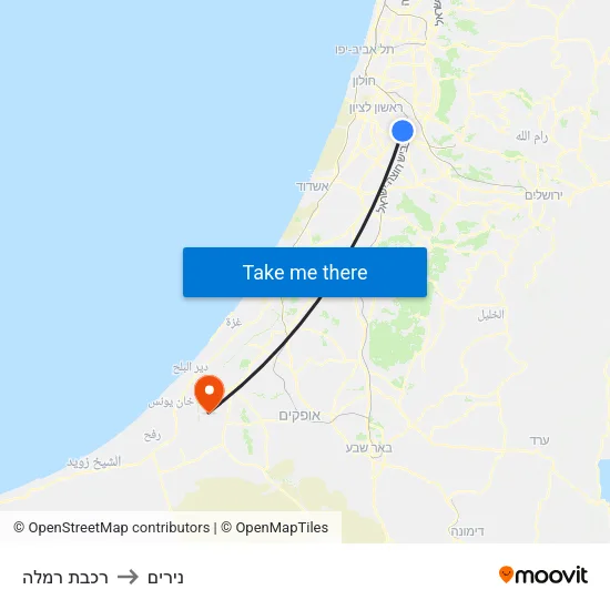 רכבת רמלה to נירים map