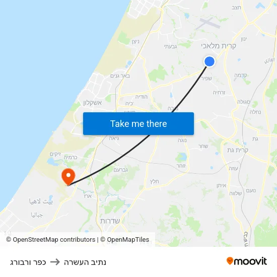 כפר ורבורג to נתיב העשרה map