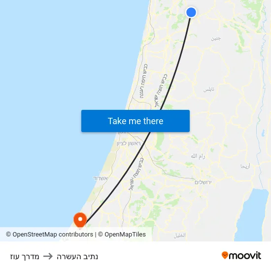 מדרך עוז to נתיב העשרה map