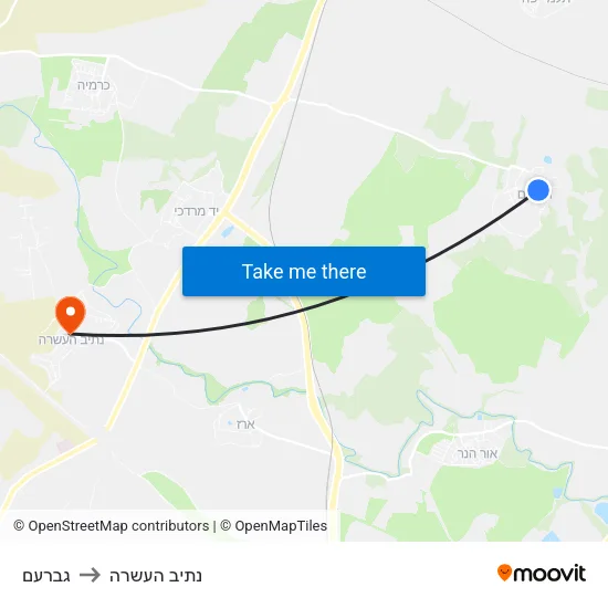 גברעם to נתיב העשרה map