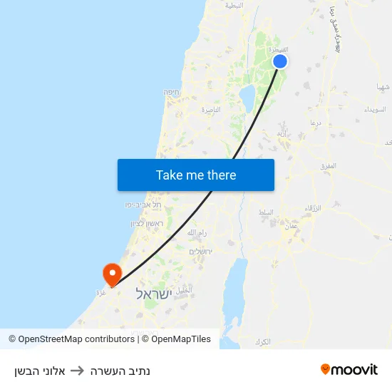 אלוני הבשן to נתיב העשרה map