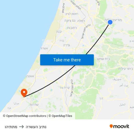 מתתיהו to נתיב העשרה map