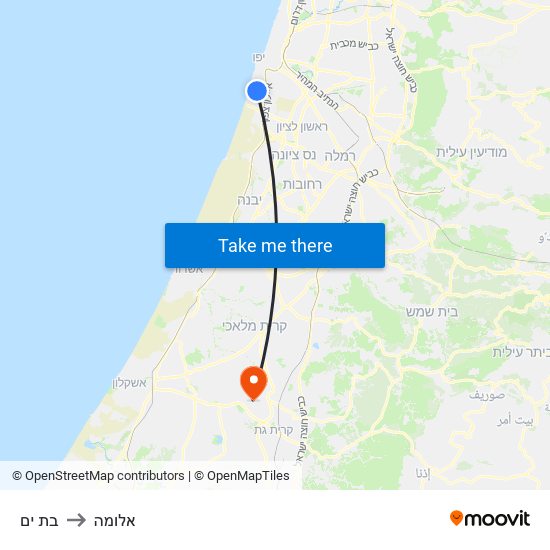 בת ים to אלומה map