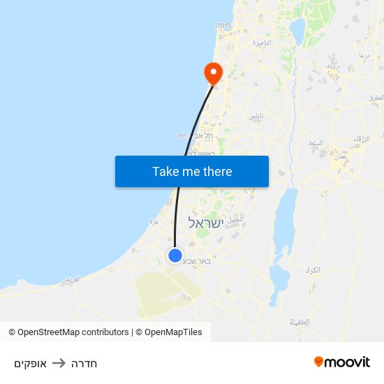 אופקים to חדרה map