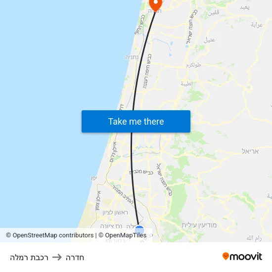 רכבת רמלה to חדרה map