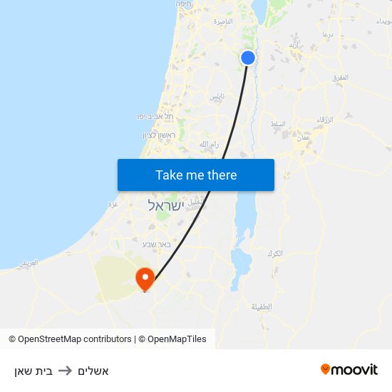 בית שאן to אשלים map