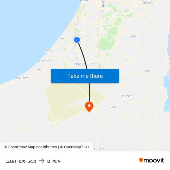 מ.א. שער הנגב to אשלים map