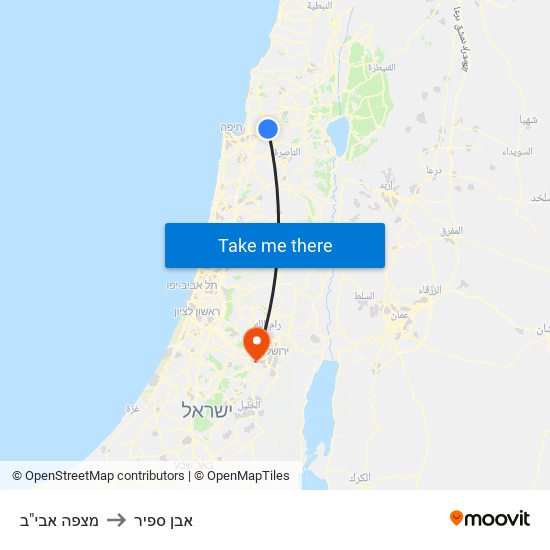 מצפה אבי"ב to אבן ספיר map