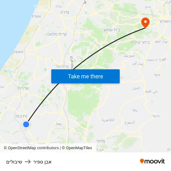 שיבולים to אבן ספיר map