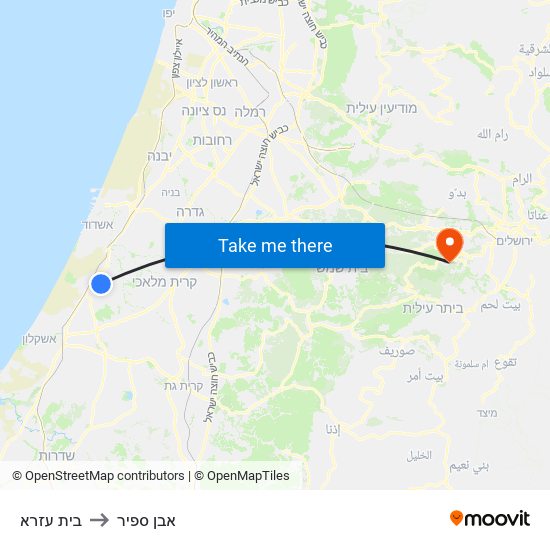 בית עזרא to אבן ספיר map