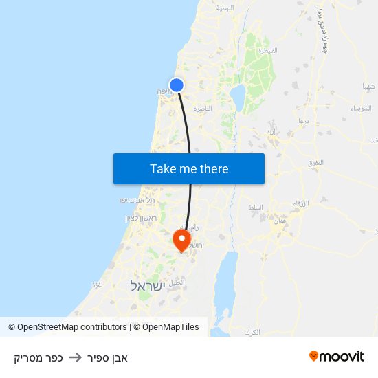 כפר מסריק to אבן ספיר map