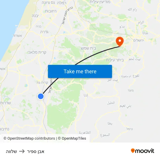 שלווה to אבן ספיר map