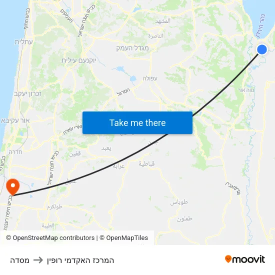 מסדה to המרכז האקדמי רופין map