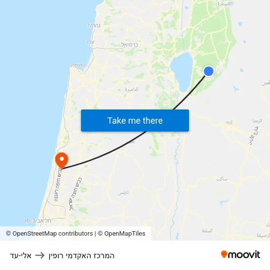 אלי-עד to המרכז האקדמי רופין map