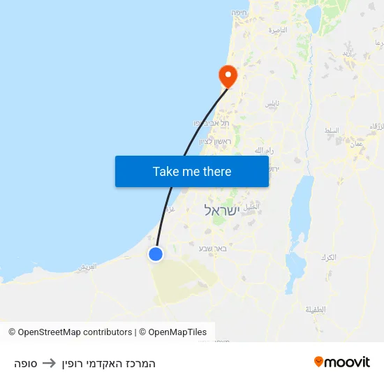 סופה to המרכז האקדמי רופין map