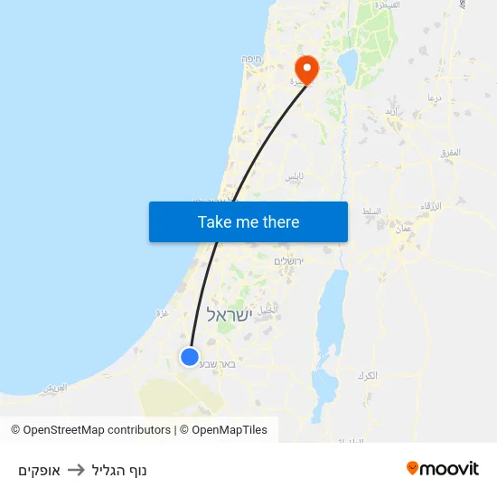 אופקים to נוף הגליל map