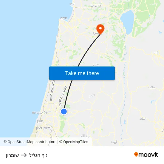 שומרון to נוף הגליל map