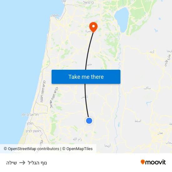 שילה to נוף הגליל map